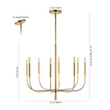 Elegant 27.25"  Modern Mid-Century Iron LED Chandelier