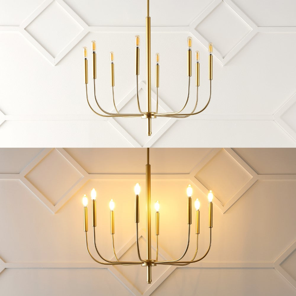 Elegant 27.25"  Modern Mid-Century Iron LED Chandelier