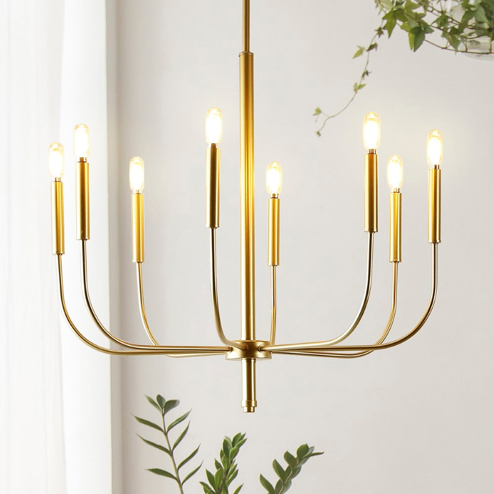 Elegant 27.25"  Modern Mid-Century Iron LED Chandelier