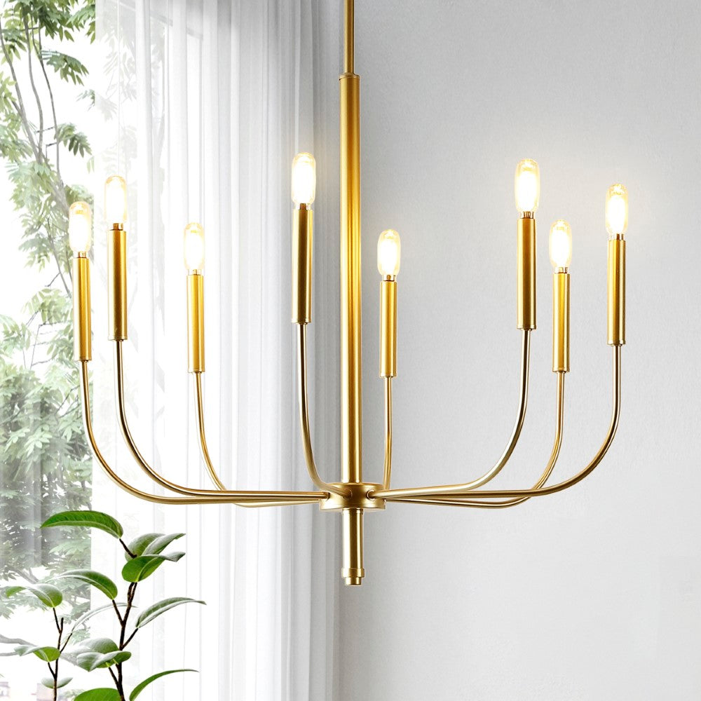 Elegant 27.25"  Modern Mid-Century Iron LED Chandelier