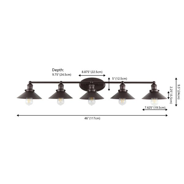 Dimension Image Oil Rubbed Bronze / 5 Light