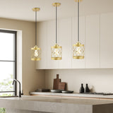 Mason 6.5" Farmhouse Industrial Iron Filigree Caged Jar LED Pendant