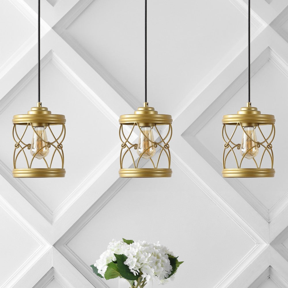 Mason 6.5" Farmhouse Industrial Iron Filigree Caged Jar LED Pendant