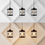 Mason 6.5" Farmhouse Industrial Iron Filigree Caged Jar LED Pendant