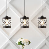 Mason 6.5" Farmhouse Industrial Iron Filigree Caged Jar LED Pendant