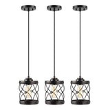 Mason 6.5" Farmhouse Industrial Iron Filigree Caged Jar LED Pendant