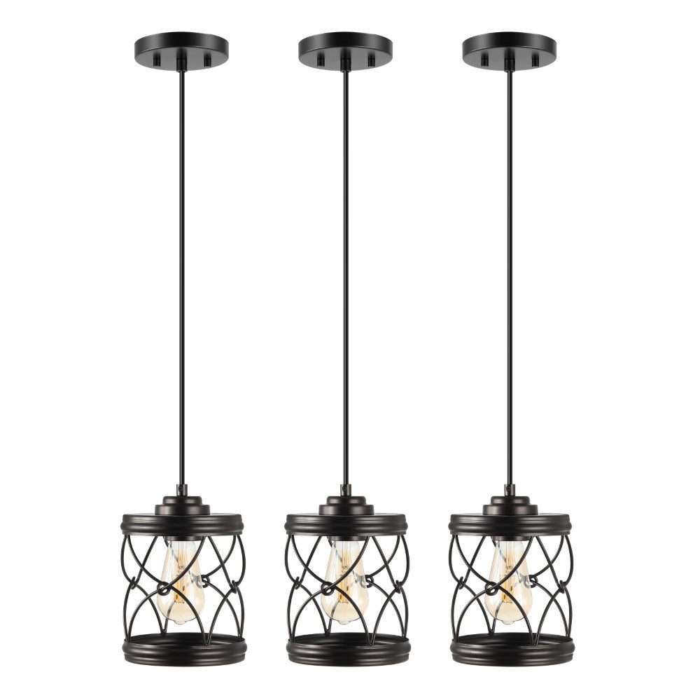 Mason 6.5" Farmhouse Industrial Iron Filigree Caged Jar LED Pendant