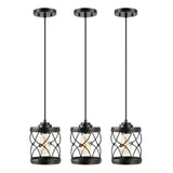 Mason 6.5" Farmhouse Industrial Iron Filigree Caged Jar LED Pendant