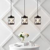 Mason 6.5" Farmhouse Industrial Iron Filigree Caged Jar LED Pendant
