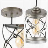 Mason 6.5" Farmhouse Industrial Iron Filigree Caged Jar LED Pendant
