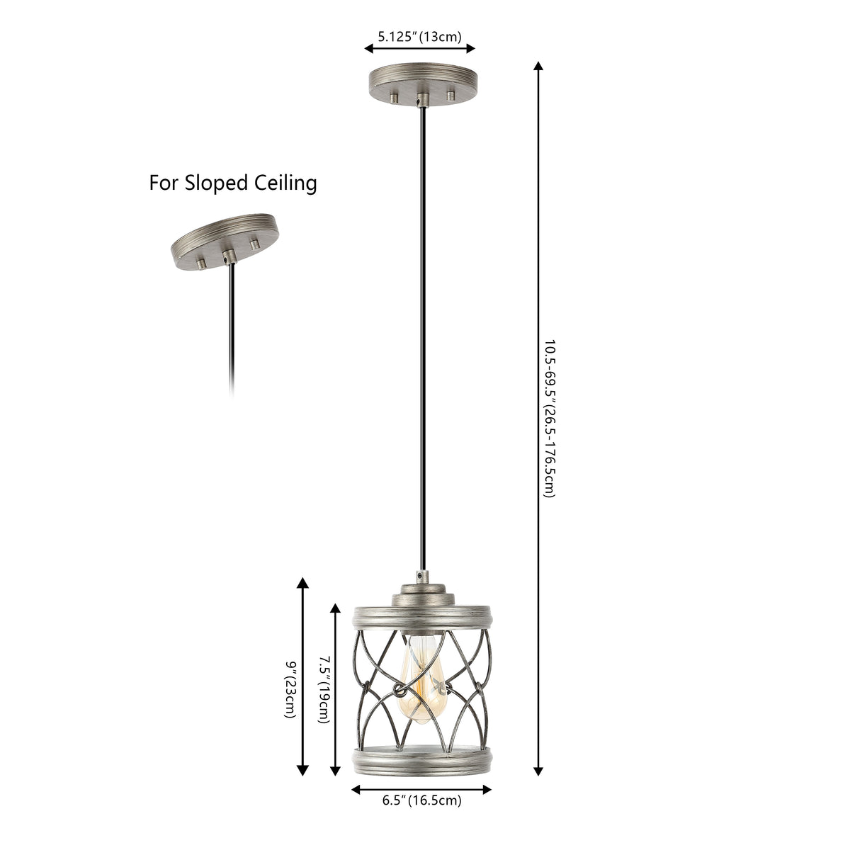 Mason 6.5" Farmhouse Industrial Iron Filigree Caged Jar LED Pendant
