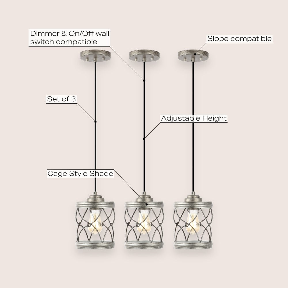 Mason 6.5" Farmhouse Industrial Iron Filigree Caged Jar LED Pendant