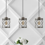 Mason 6.5" Farmhouse Industrial Iron Filigree Caged Jar LED Pendant