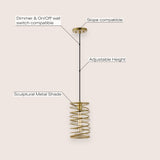 Spiral 7.25" Modern Contemporary Iron Spiral LED Pendant