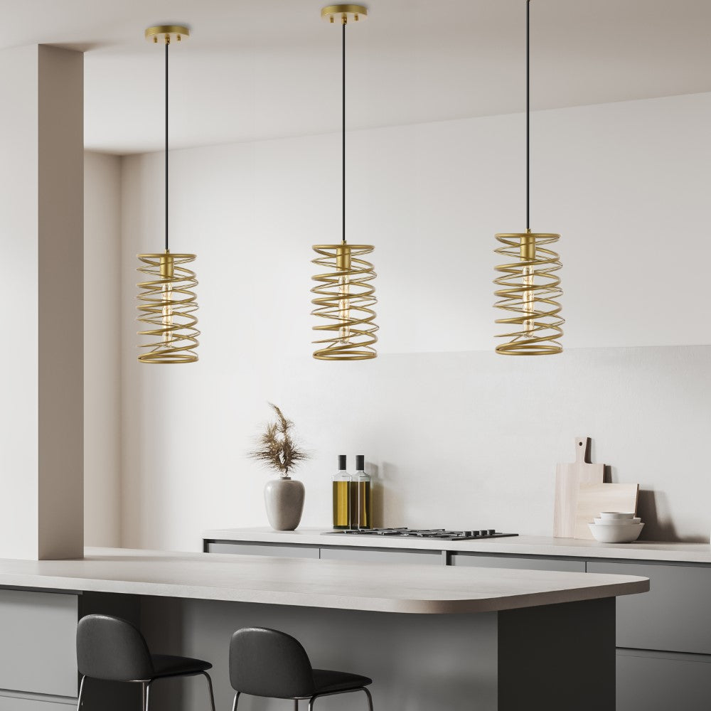 Spiral 7.25" Modern Contemporary Iron Spiral LED Pendant