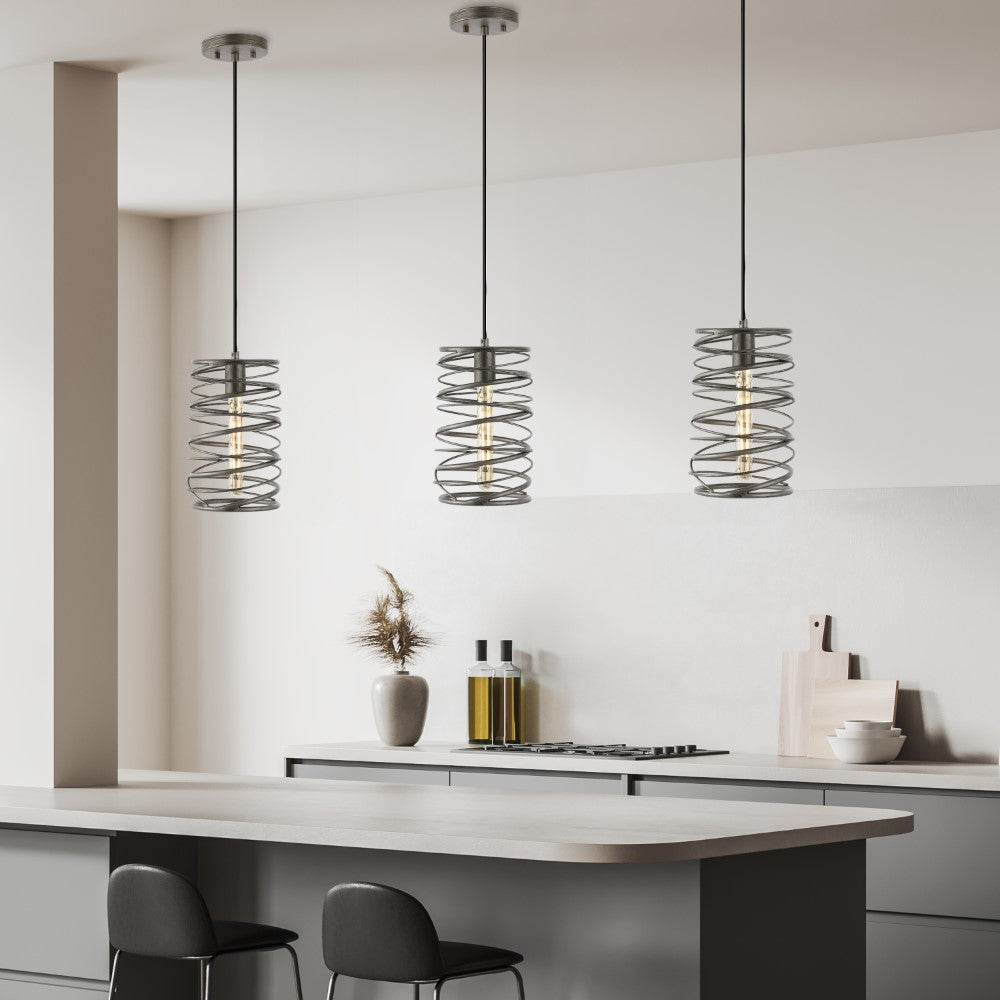 Spiral 7.25" Modern Contemporary Iron Spiral LED Pendant