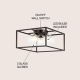Laurel 14" 3-Light Modern Farmhouse Metal/Iron Open-Caged LED Flush Mount