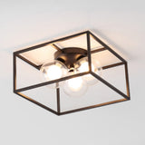 Laurel 14" 3-Light Modern Farmhouse Metal/Iron Open-Caged LED Flush Mount