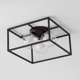 Laurel 14" 3-Light Modern Farmhouse Metal/Iron Open-Caged LED Flush Mount