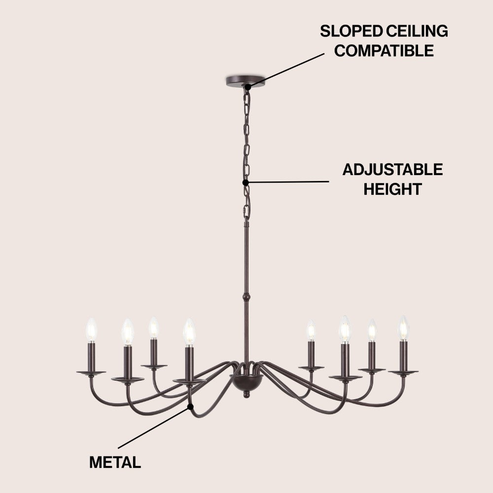 Wells 40" 8-Light Bohemian Farmhouse Iron LED Chandelier