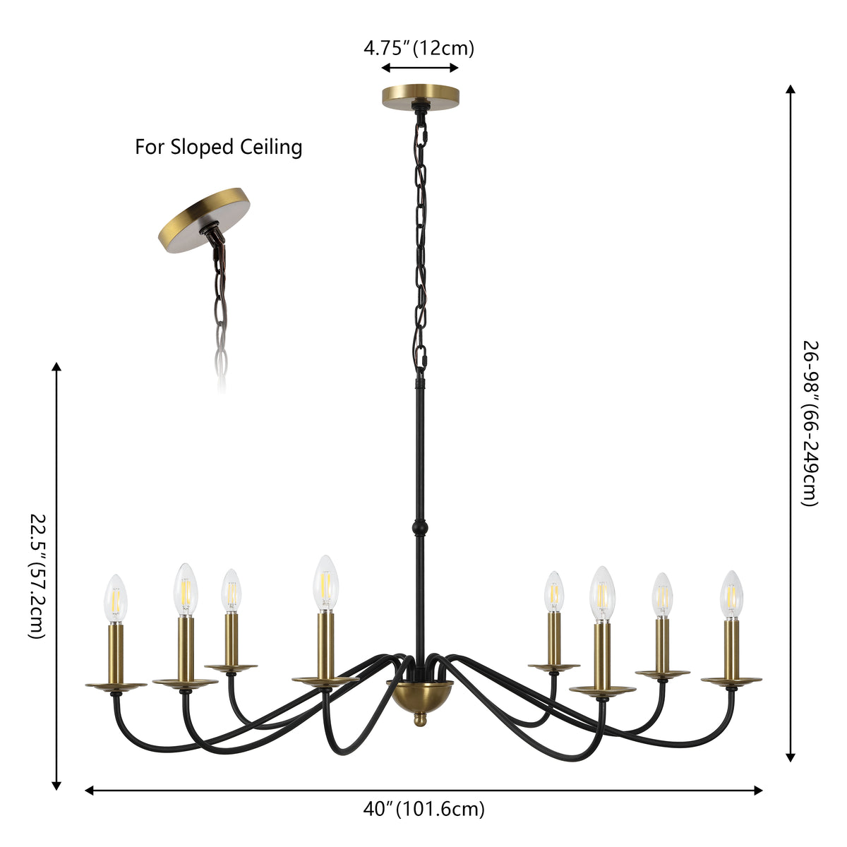 Wells 40" 8-Light Bohemian Farmhouse Iron LED Chandelier