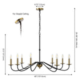Wells 40" 8-Light Bohemian Farmhouse Iron LED Chandelier