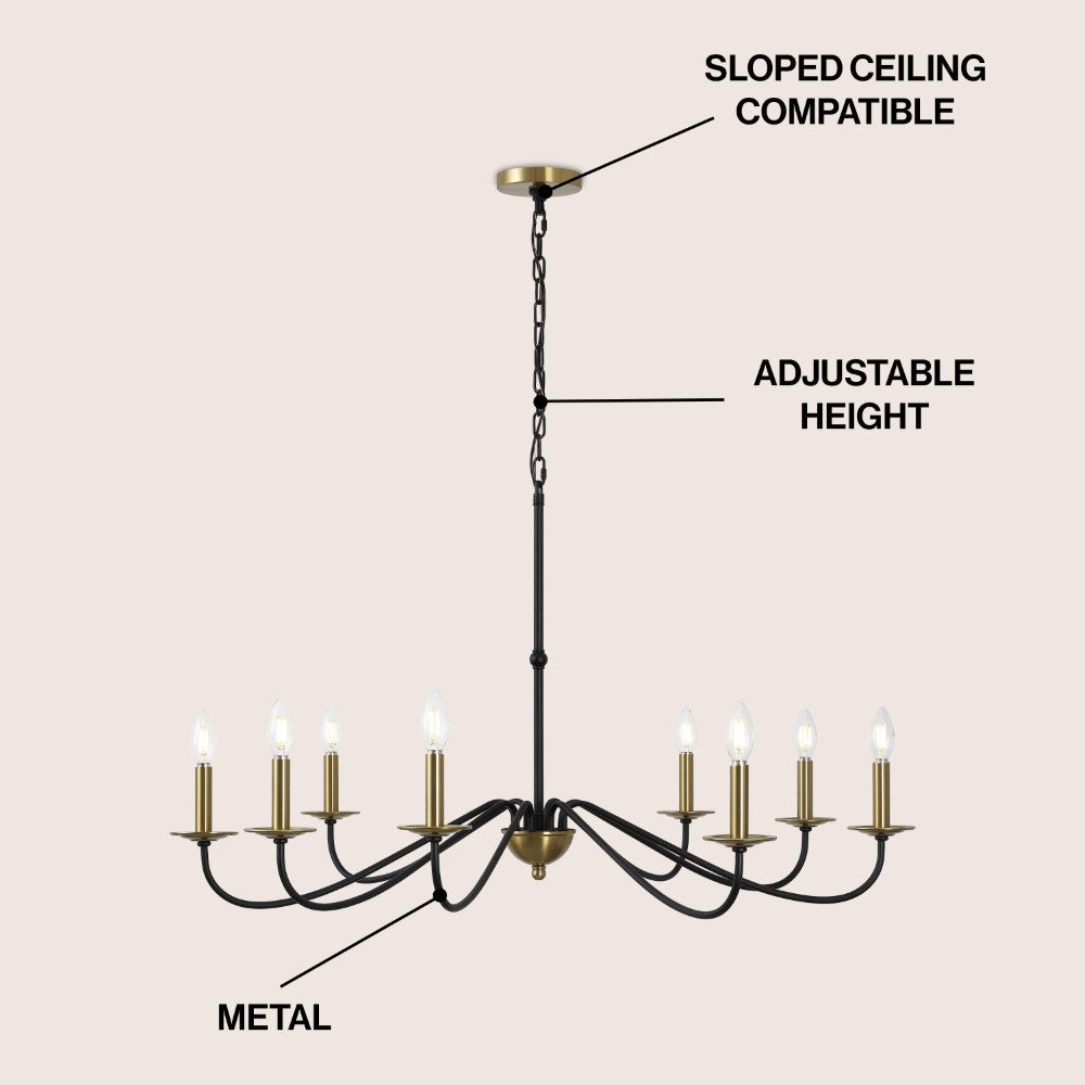 Wells 40" 8-Light Bohemian Farmhouse Iron LED Chandelier