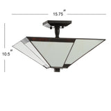 Pea 15.7" Tiffany-Style Glass/Metal LED Semi-Flush Mount