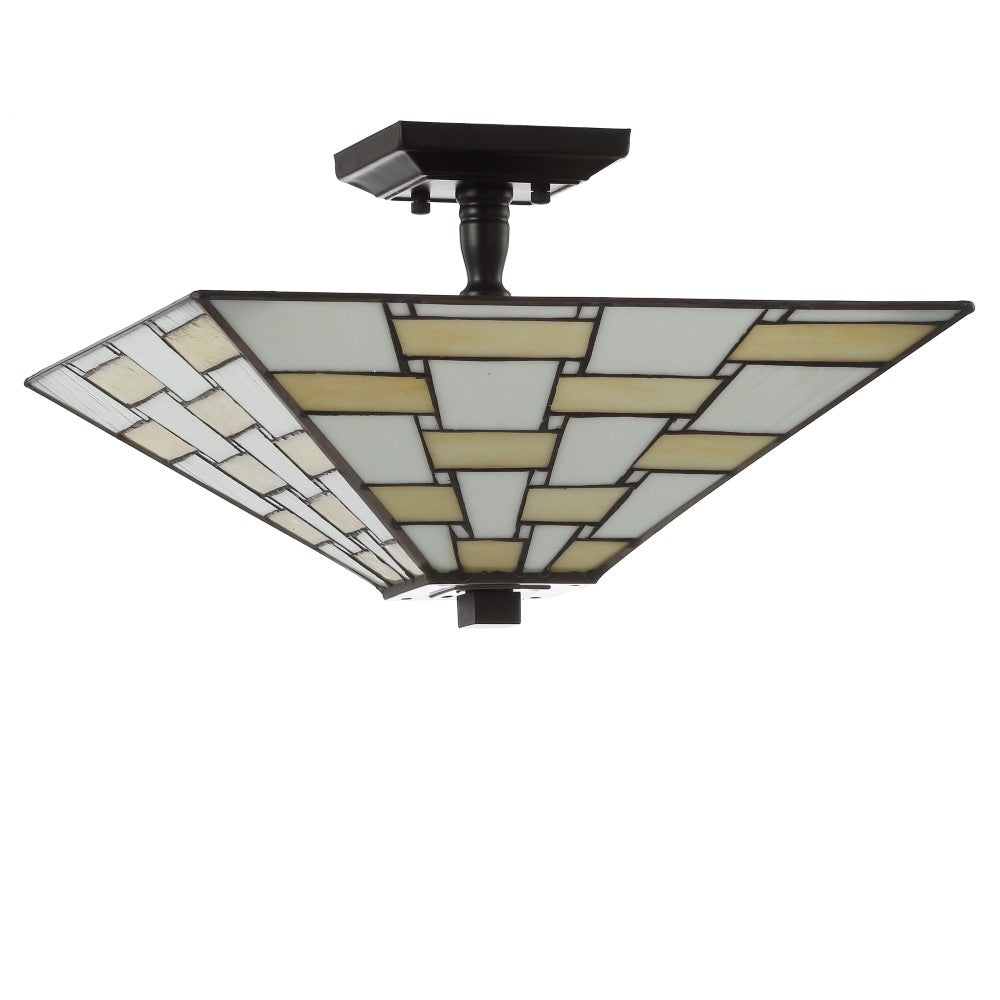 Wisteria 15.7" Tiffany-Style Glass/Metal LED Semi-Flush Mount