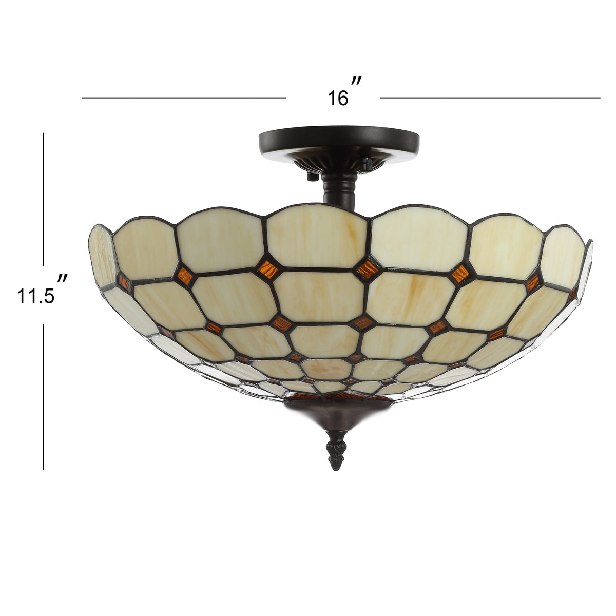 Yarrow 16" Tiffany-Style Glass/Metal LED Semi-Flush Mount