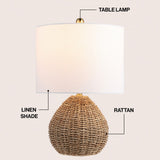 Glowryn 20.5" Bohemian Classic Rattan/Iron LED Table Lamp