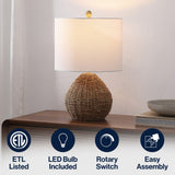 Glowryn 20.5" Bohemian Classic Rattan/Iron LED Table Lamp