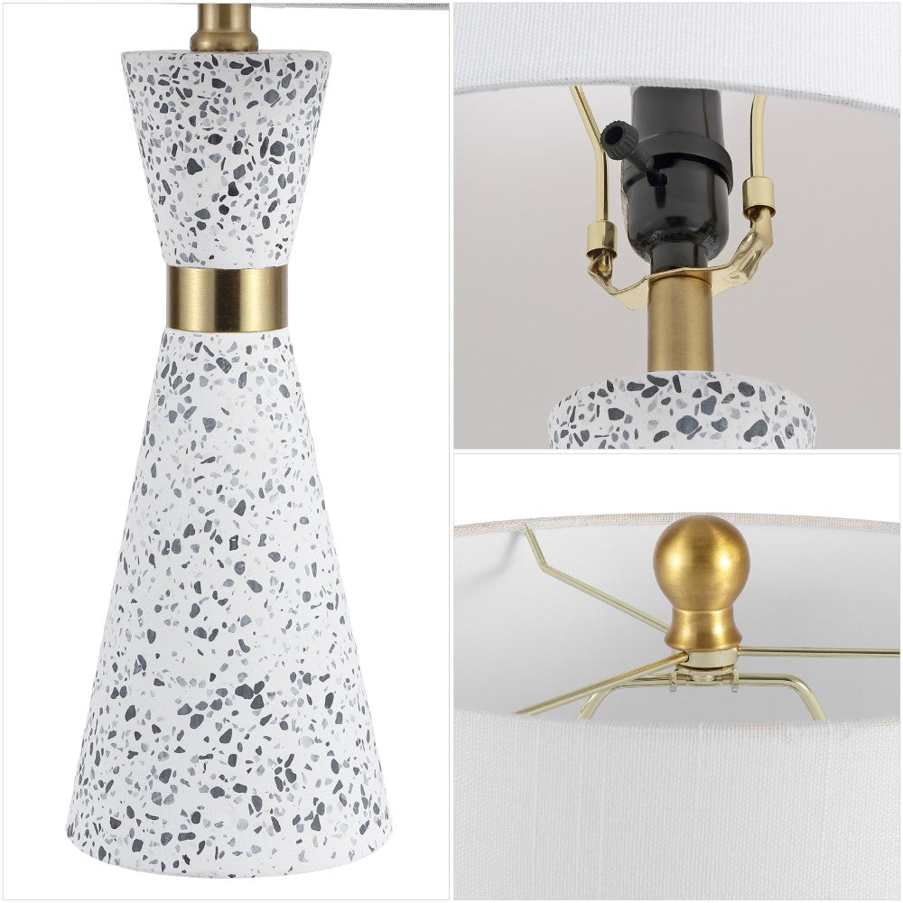 Artezza 24" Art Deco Contemporary Hourglass Terrazzo/Iron LED Table Lamp