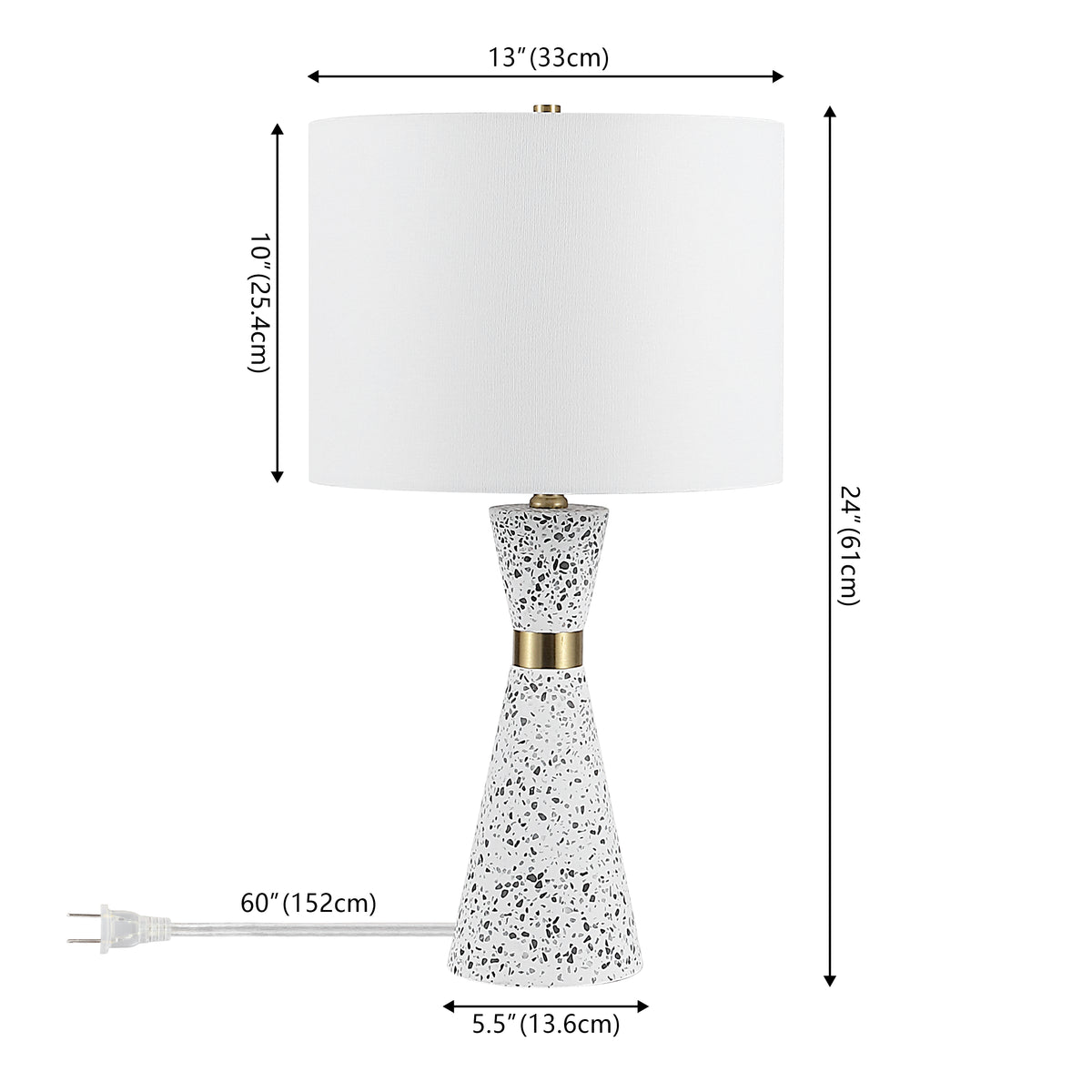 Artezza 24" Art Deco Contemporary Hourglass Terrazzo/Iron LED Table Lamp
