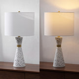 Artezza 24" Art Deco Contemporary Hourglass Terrazzo/Iron LED Table Lamp