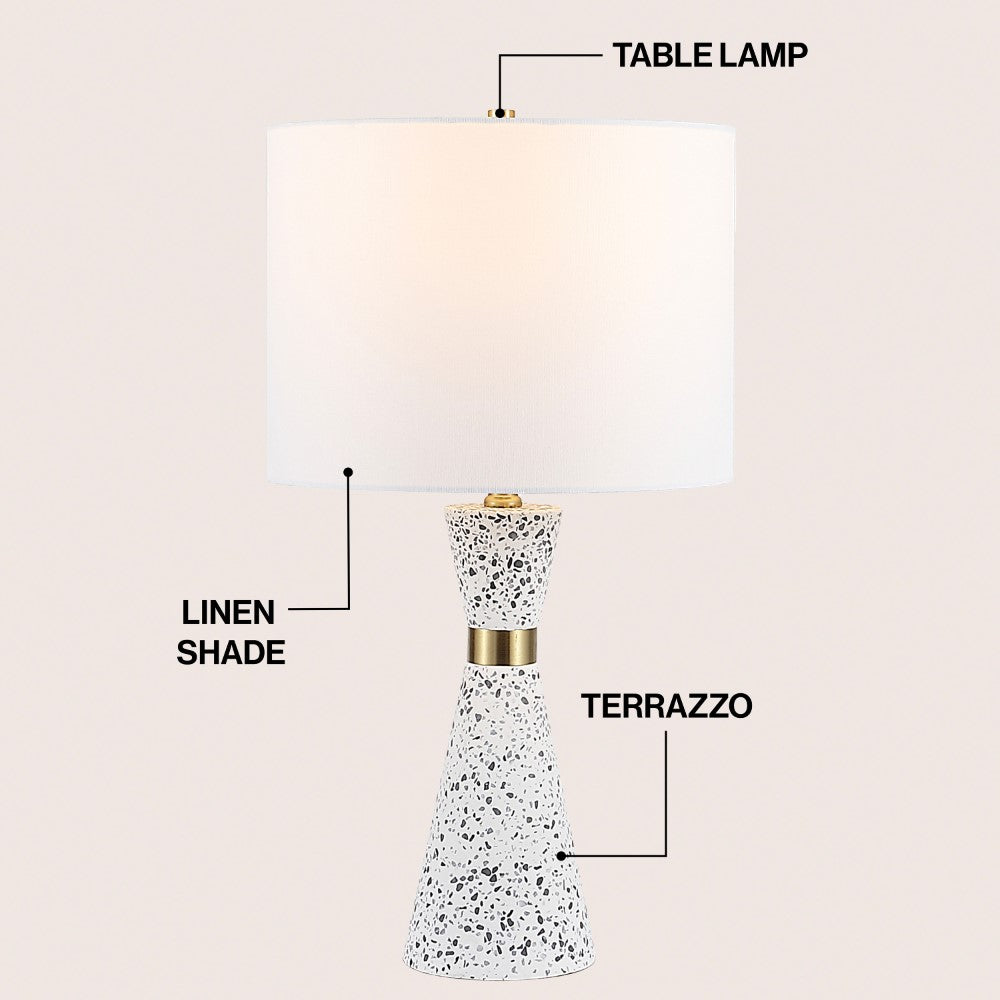 Artezza 24" Art Deco Contemporary Hourglass Terrazzo/Iron LED Table Lamp