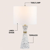 Artezza 24" Art Deco Contemporary Hourglass Terrazzo/Iron LED Table Lamp