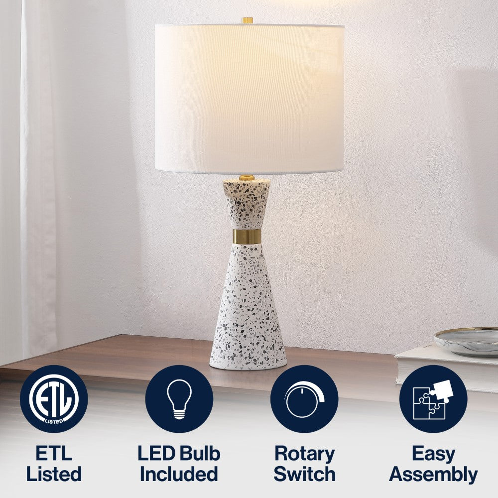 Artezza 24" Art Deco Contemporary Hourglass Terrazzo/Iron LED Table Lamp