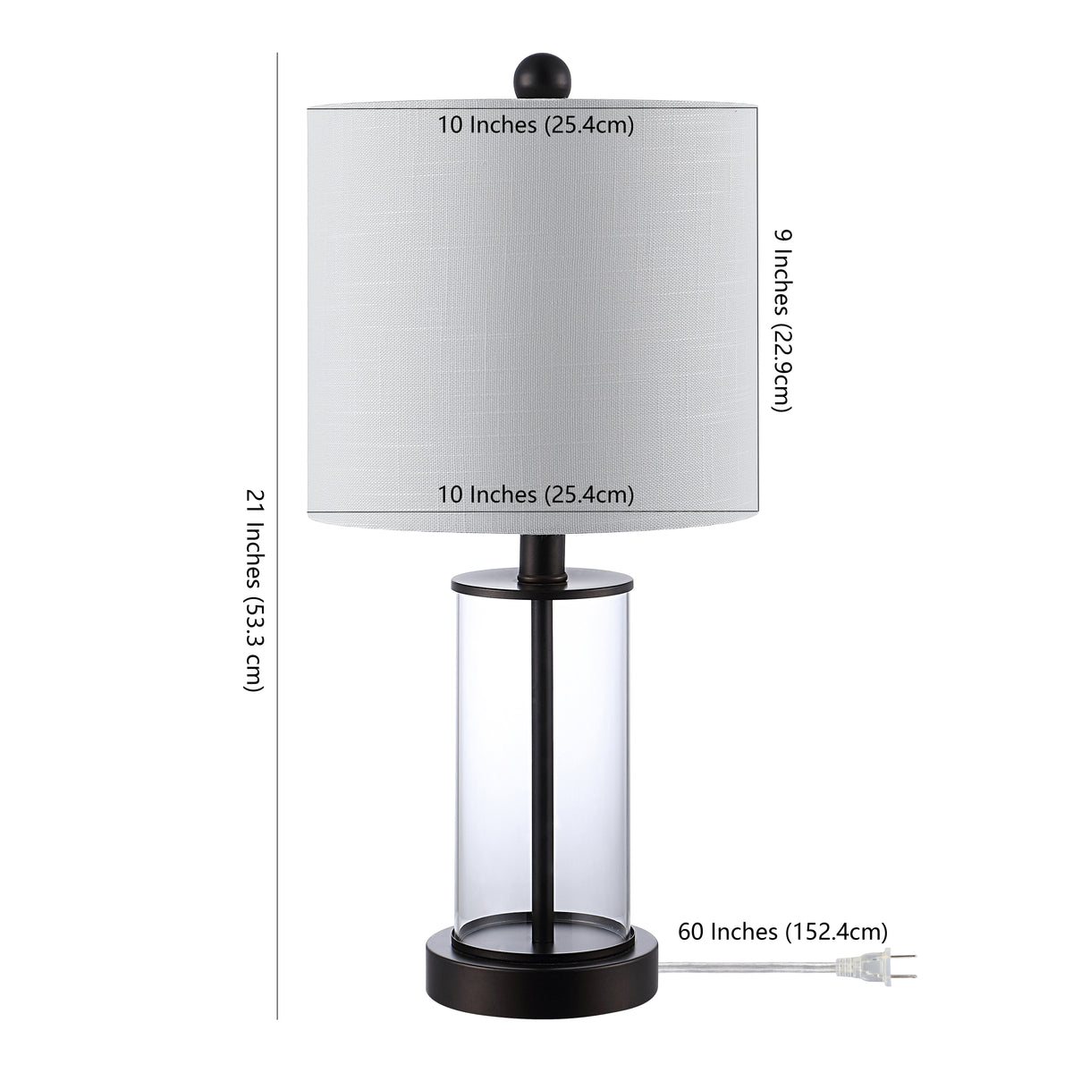 Eprif 21" Glass Modern Contemporary USB Charging LED Table Lamp, Set of 2
