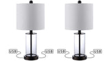 Eprif 21" Glass Modern Contemporary USB Charging LED Table Lamp, Set of 2