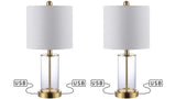 Eprif 21" Glass Modern Contemporary USB Charging LED Table Lamp, Set of 2