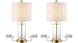 Eprif 21" Glass Modern Contemporary USB Charging LED Table Lamp, Set of 2