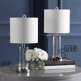 Eprif 21" Glass Modern Contemporary USB Charging LED Table Lamp, Set of 2