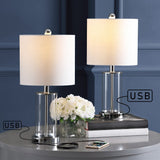 Eprif 21" Glass Modern Contemporary USB Charging LED Table Lamp, Set of 2