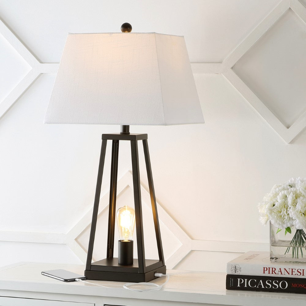 Dungoo 28.5" Classic Industrial Iron Nightlight LED Table Lamp with USB Charging Port