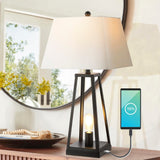 Dungoo 28.5" Classic Industrial Iron Nightlight LED Table Lamp with USB Charging Port