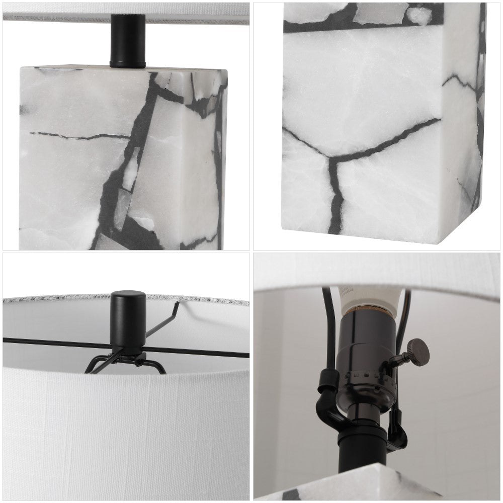 Yago 24.25" Contemporary Coastal Alabaster LED Table Lamp with Body Night Light
