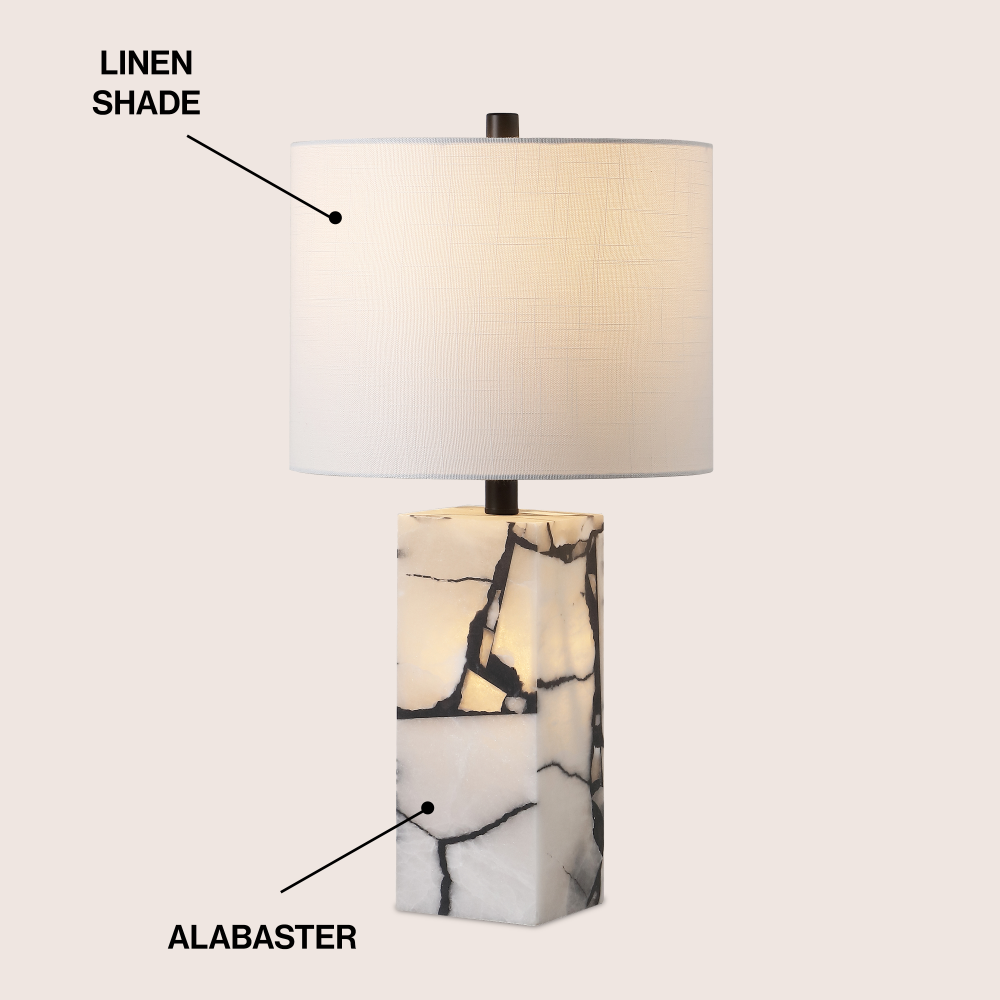 Yago 24.25" Contemporary Coastal Alabaster LED Table Lamp with Body Night Light