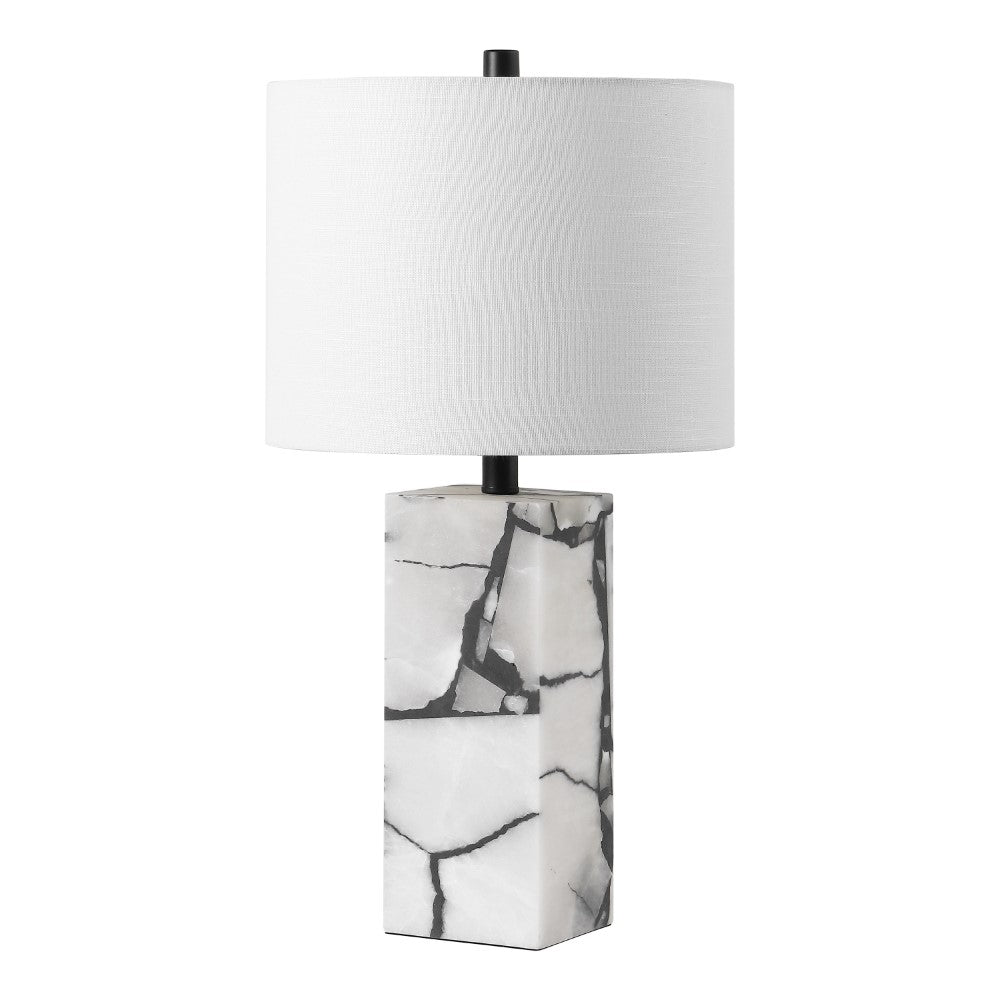 Yago 24.25" Contemporary Coastal Alabaster LED Table Lamp with Body Night Light