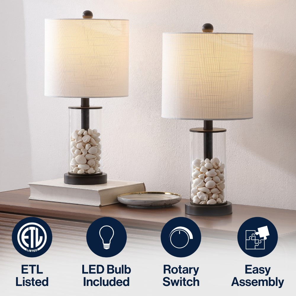 Luxova 20.5" Glass Modern Contemporary Fillable Glass LED Table Lamp